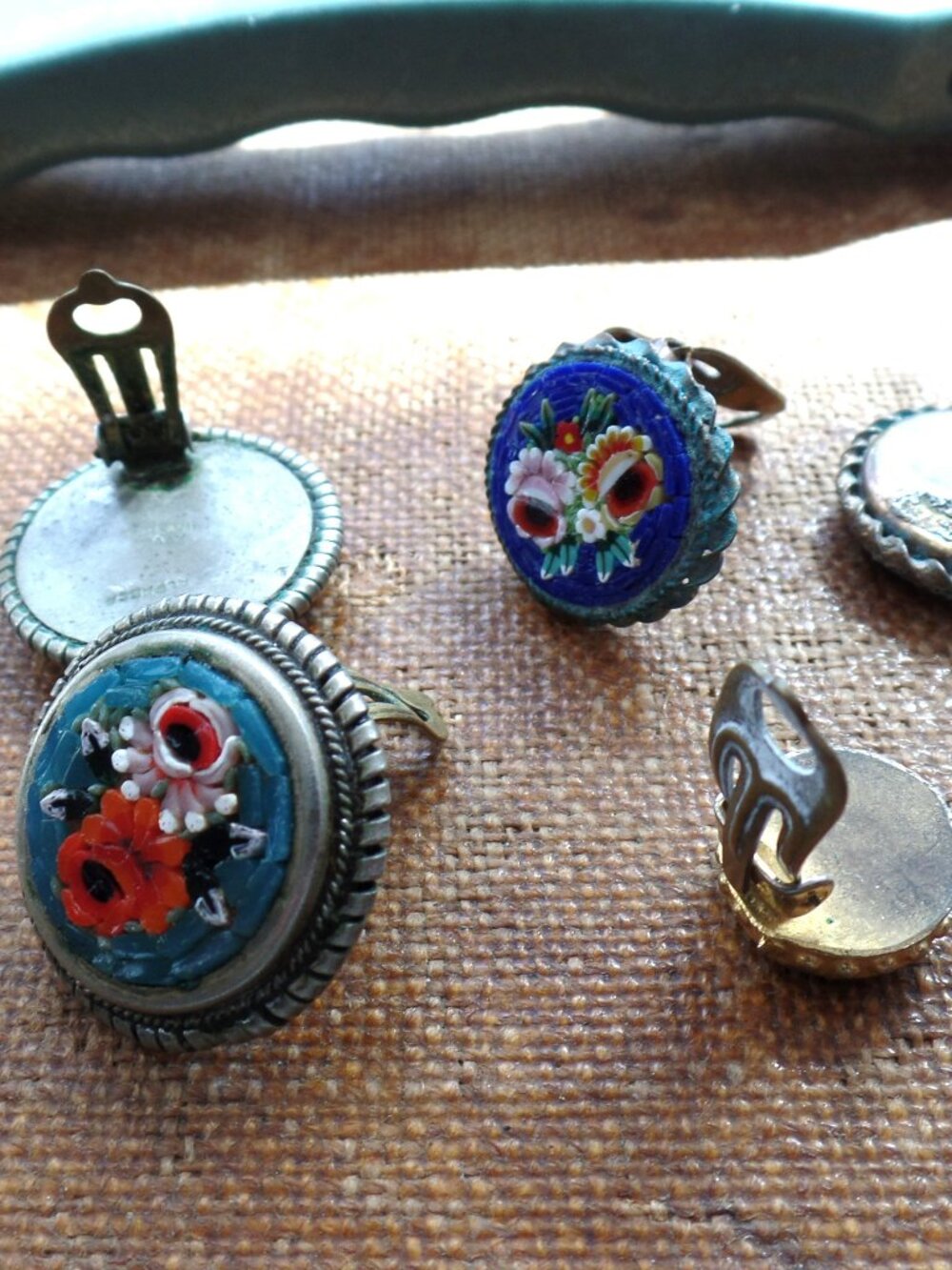 Vintage Micro Mosaic Clip-on Earring 5 CRAFT Pieces - Picture 3 of 4